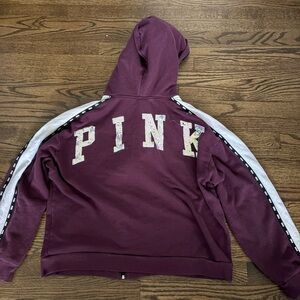 Victoria’s Secret Pink Fur Mermaid Sequin Maroon Hoodie